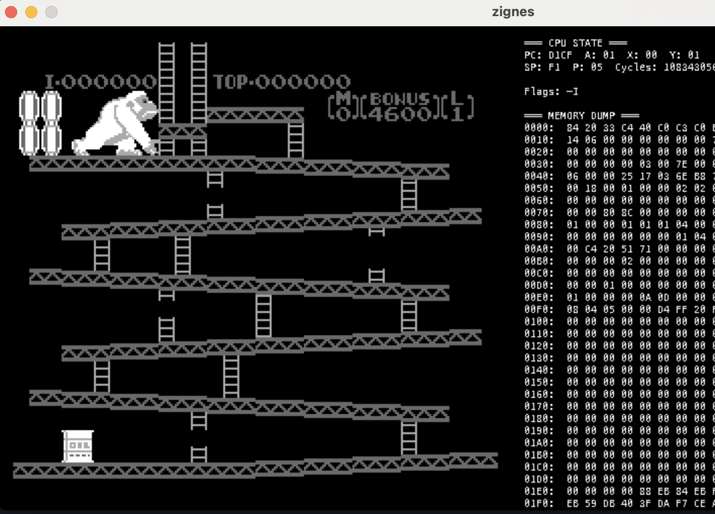 Donkey Kong running in zignes